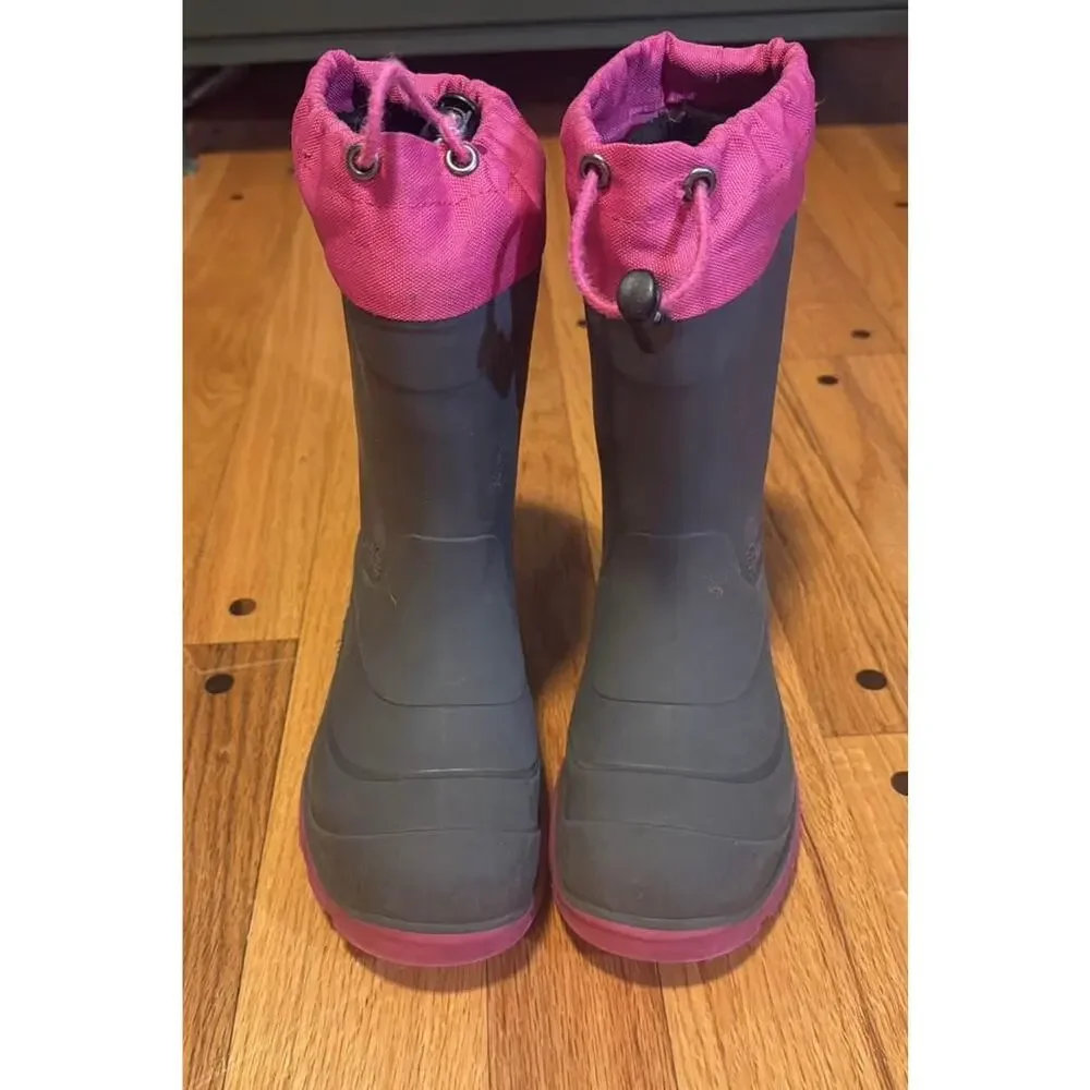 Kamik Snobuster Winter Boots Big Kids Sz 1 Charcoal Magenta Waterproof